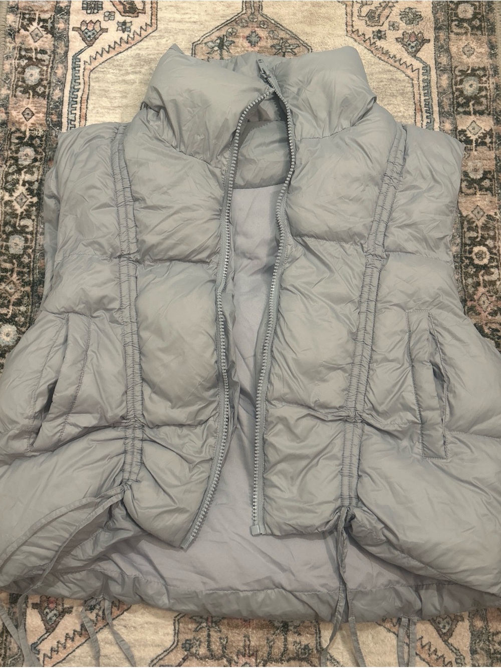 Kittenish Light Gray/Blue Puffer Vest - Women's Sleeveless Coat